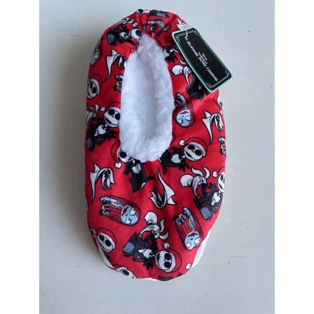 Nightmare Before Christmas Santa Jack Skellington Slipper Socks Women Sz S-M NEW